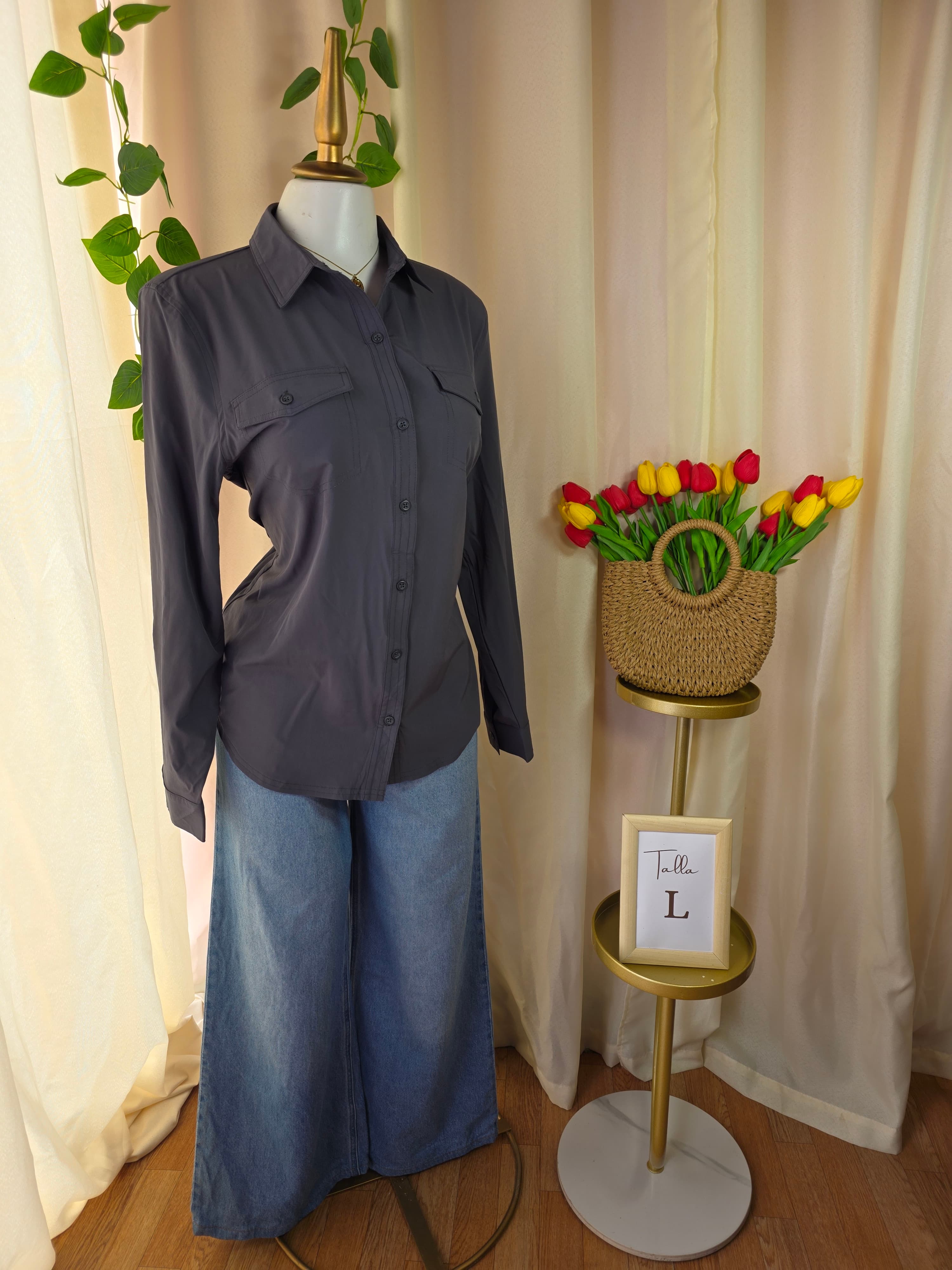 Blusa casual gris oscuro