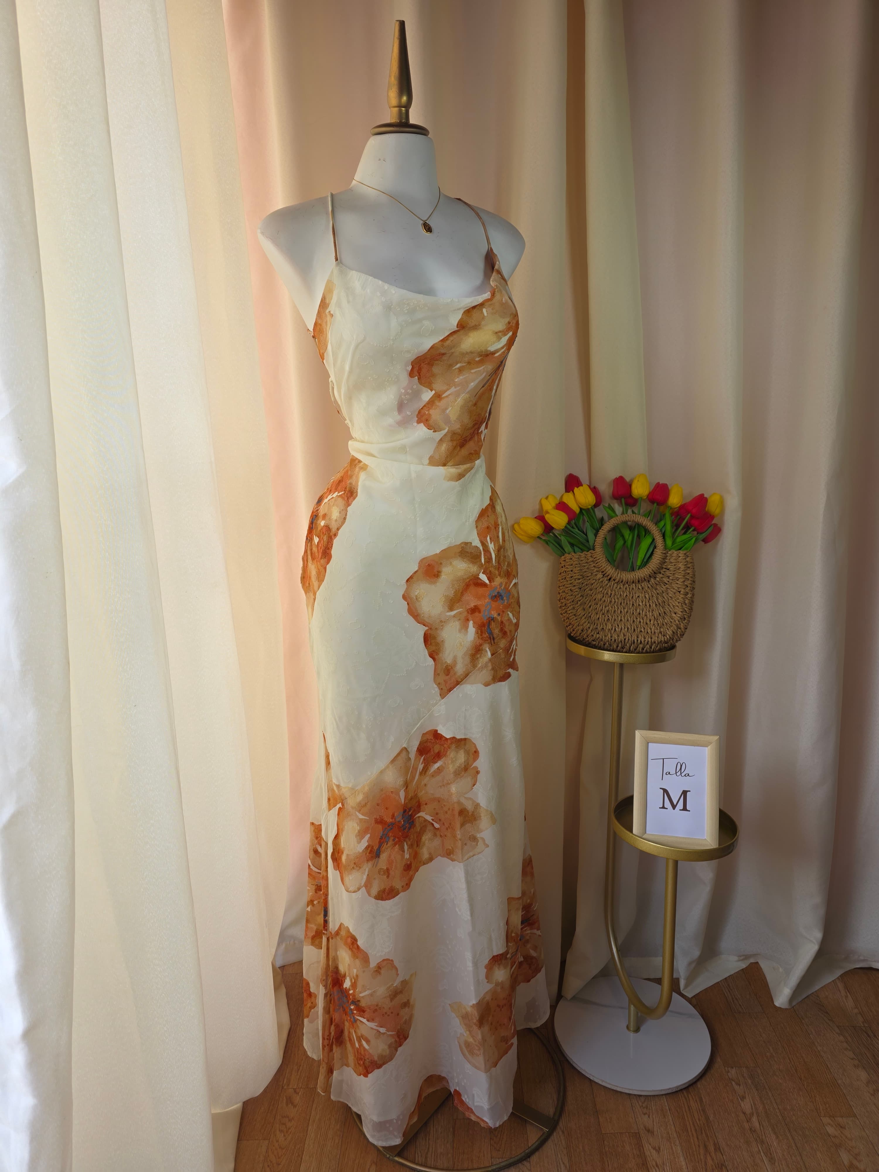 Vestido largo floral de tirantes