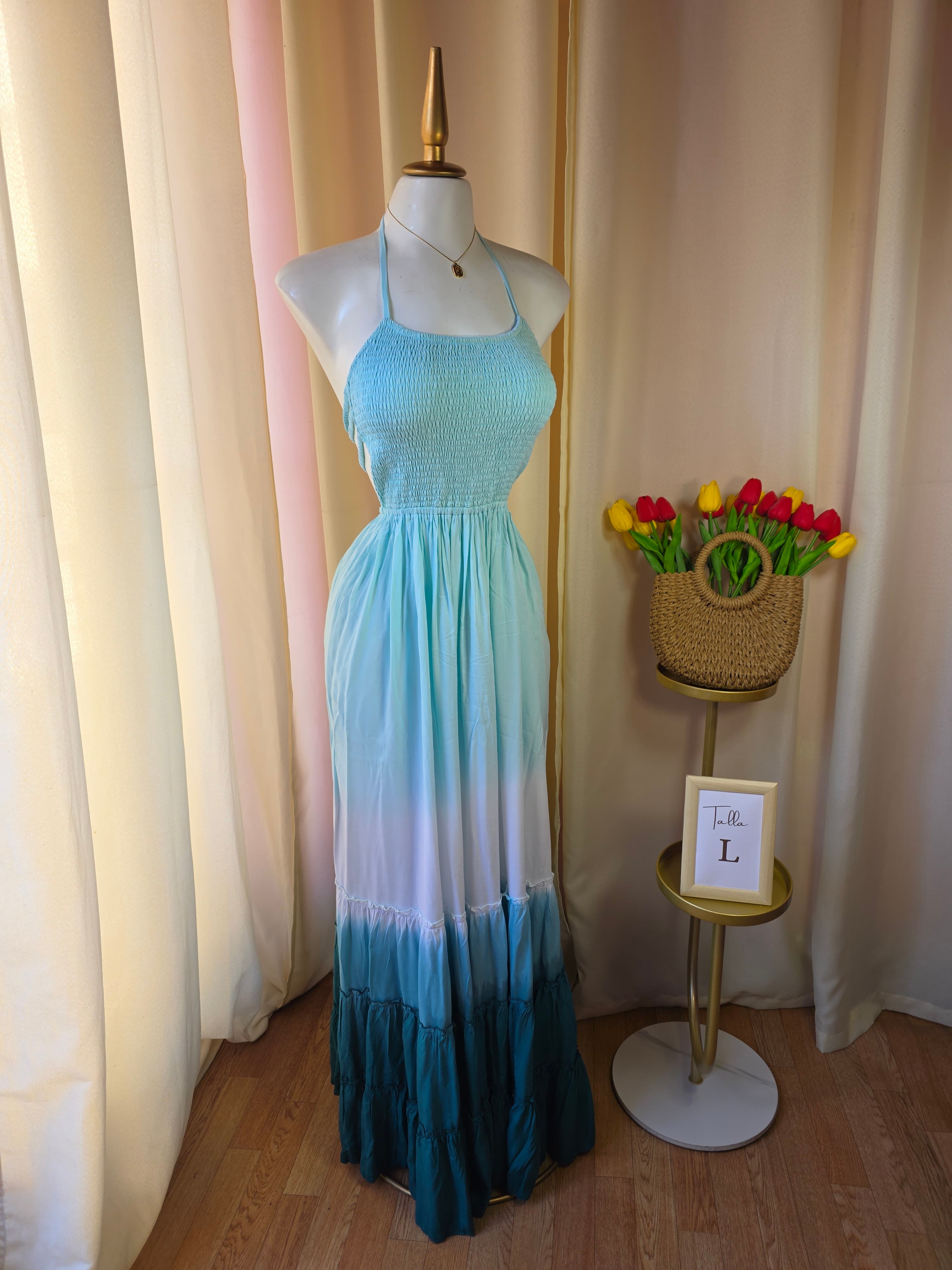 Vestido maxi halter degradado